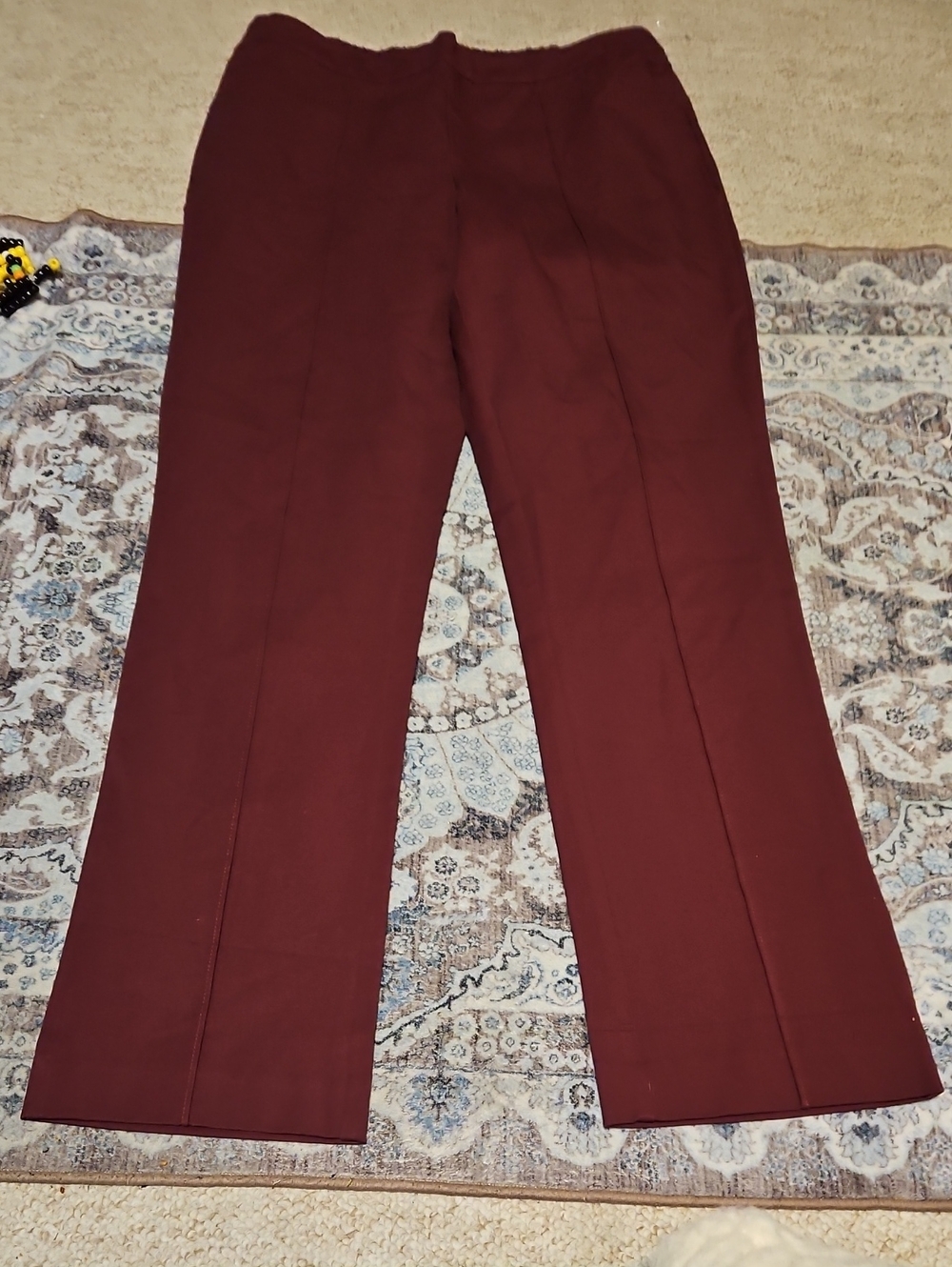Isaac Mizrahi Women's Burgundy Wide-Leg Pull On Trousers